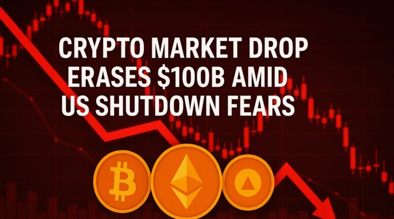 Crypto Market Drop triggers $100B sell-off amid US shutdown fears, Bitcoin and Ethereum plunge