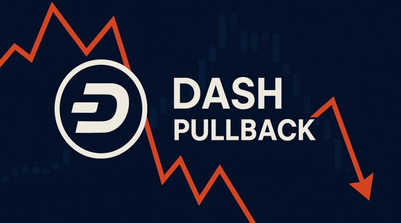 Dash Pullback featured image showing price reversal, weakening momentum, and bearish sentiment in crypto markets