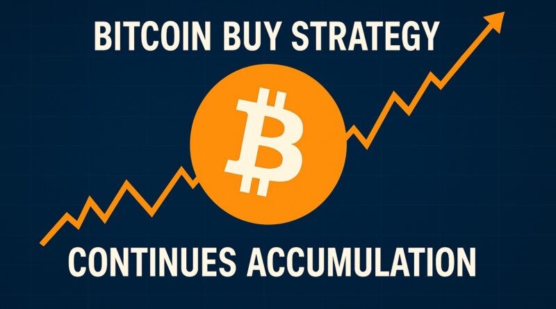 Bitcoin Buy Strategy featured image showing accumulation chart and central Bitcoin symbol