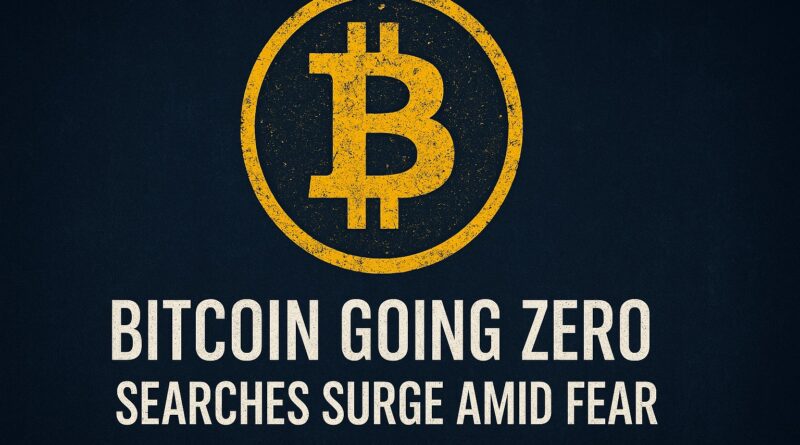 Bitcoin Going Zero fear spike visual with cracked coin and search bars