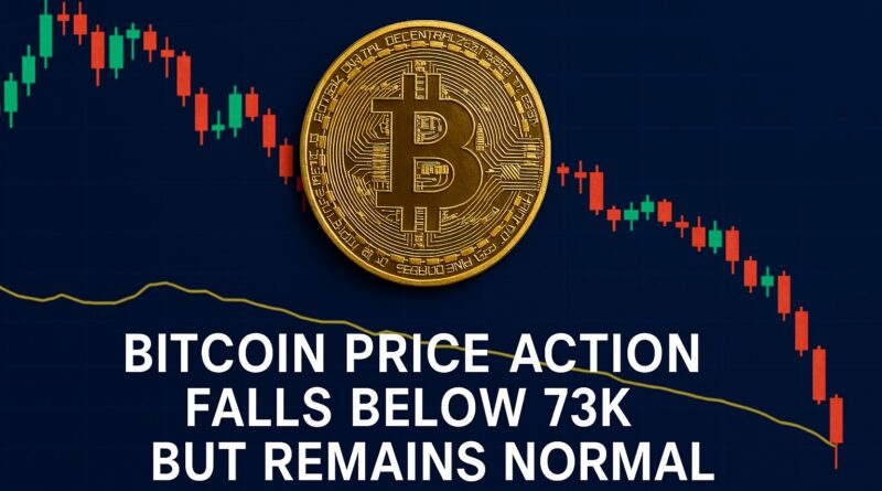 Bitcoin Price Action falls below 73K amid market stress, showing typical volatility patterns and macroeconomic influence