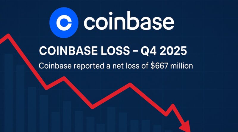 Coinbase Loss visual showing Q4 2025 net loss of $667 million
