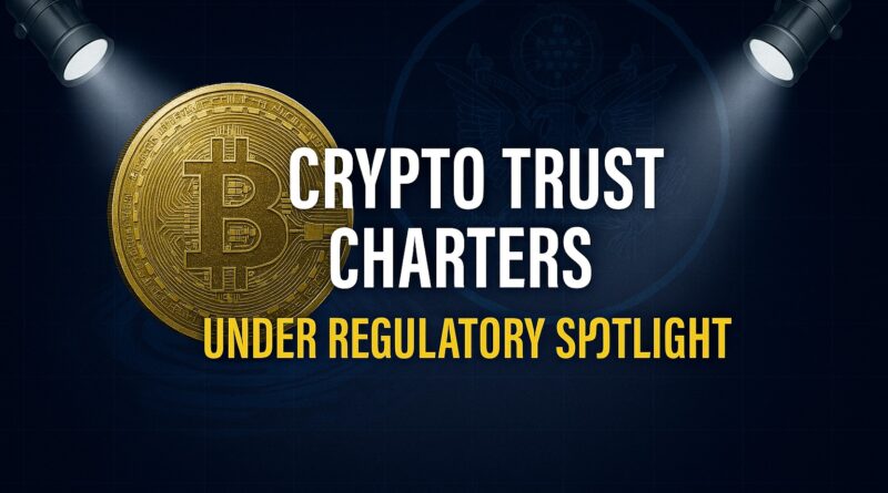 Crypto Trust Charters under regulatory spotlight with banking and crypto imagery
