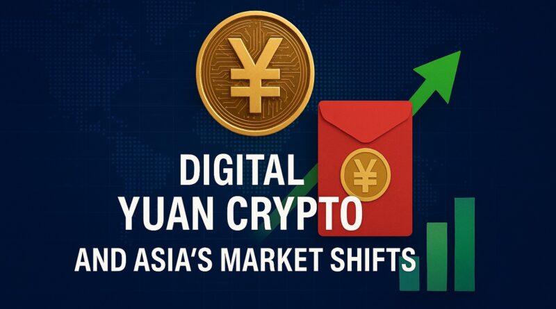 Digital Yuan Crypto featured image showing red envelopes, yuan symbol, and Asian market growth