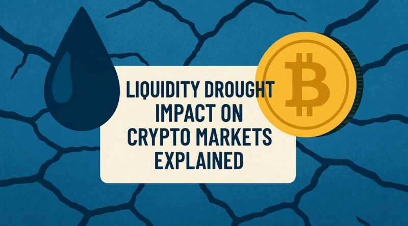 Liquidity Drought visual showing Bitcoin and macro pressure symbols