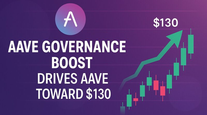 Aave Governance Boost drives AAVE toward $130 with bullish charts and DeFi visuals