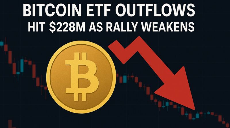 Bitcoin ETF Outflows graphic showing $228M decline and market weakness