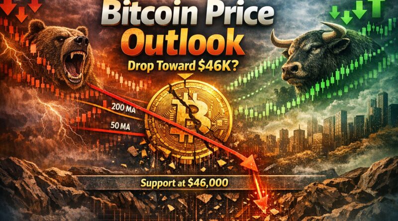 Bitcoin Price Outlook signals drop toward $46K with bearish market visuals