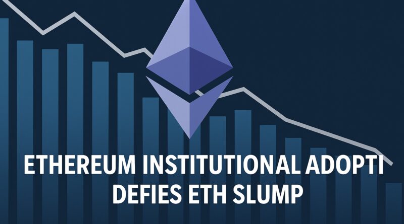 Ethereum Institutional Adoption featured image showing Ethereum logo, declining price chart, and institutional growth theme